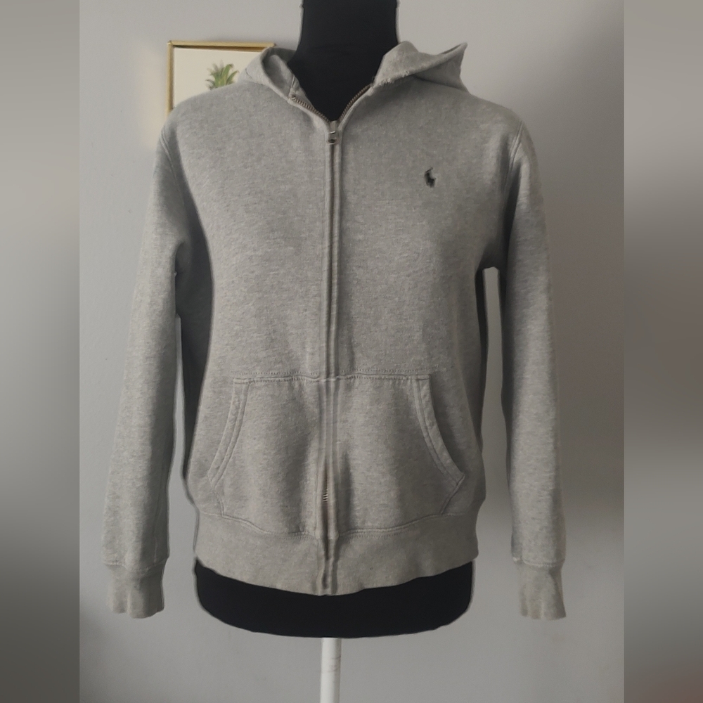 Polo Ralph Lauren jacket hoodie Color Gray Size L (14-16) Good Condition